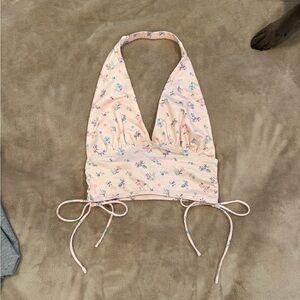 Princess Polly Light Pink Floral Halter Crop Top